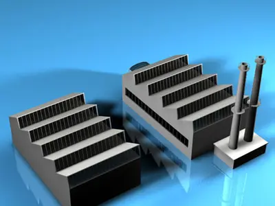 Stilizedcity-factory factory in water 3D model
