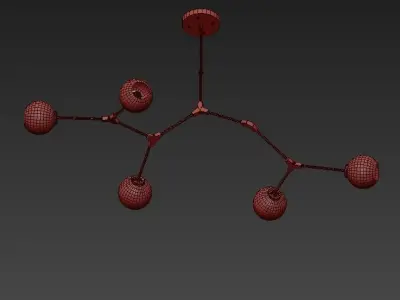 Globe modern brass chandelier with glass globes 3D model