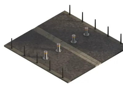 Road with bollards 3D model
