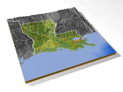 Louisiana High resolution 3D relief maps 3D model