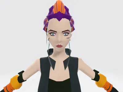 Midpoly Cyberpunk Female Character 01 Low-poly 3D model