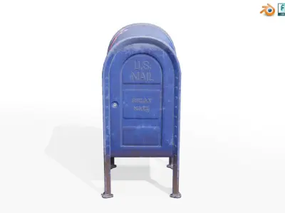 Old Rusty Mailbox with graffiti  Low-poly 3D model