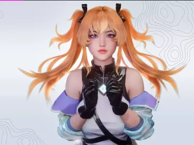 Cyberpunk Shooter Girl Airi - Game Ready Low-poly 3D model