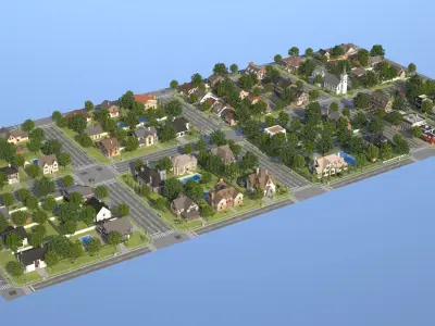 Suburb KC1 Low-poly 3D model