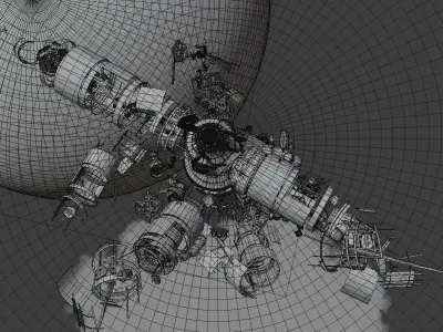 Abandoned SpaceStation Low-poly 3D model