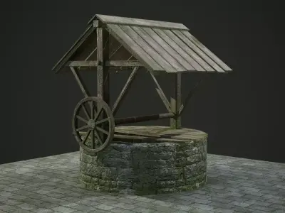 Ancient Stone Well for Games Low-poly 3D model