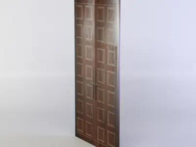 Door wooden with pattern Low-poly 3D model