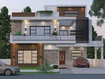 complete elevation 2D plans and 3D plans rendering and max file 3D model