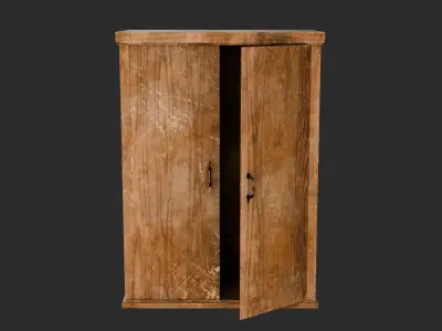 Old Wooden Wardrobe - Stylized Game Prop Low-poly 3D model