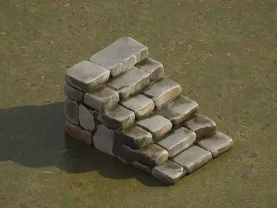 Stone staircase Low-poly 3D model order