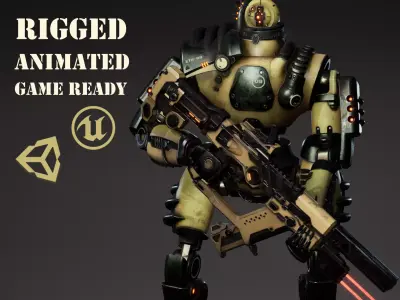 Etasphera09 robot with gun Low-poly 3D model