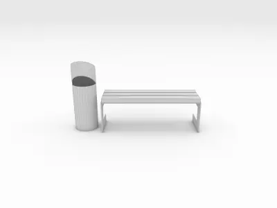 Bench Park 44 Low-poly 3D model