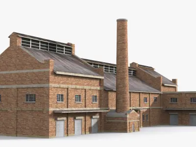 Factory x14 Low-poly 3D model