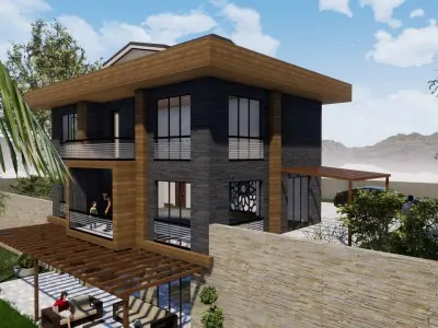 TRIPLEX HOUSE Free low-poly 3D model