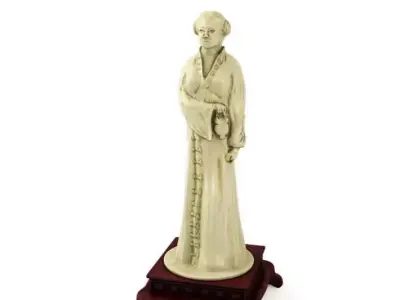Japanese Statue On Pedestal 3D model