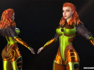Low-poly gameready woman redhead character HORRIZON Low-poly 3D model
