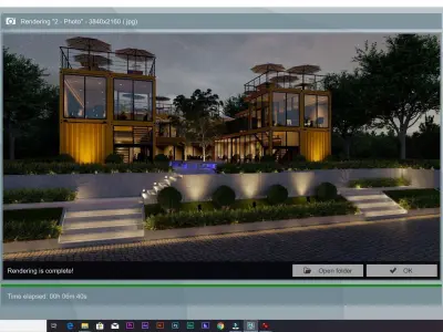 SCENE LUMION 11 5 AND EXTERIOR CONTAINER CAFE 3D model