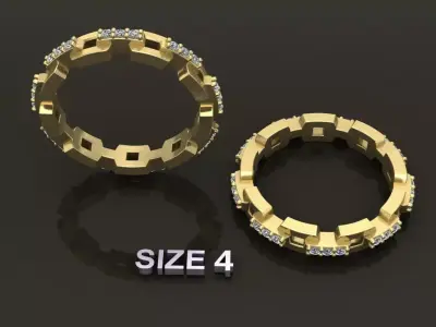 Hermes Style Link Diamond Band Ring Size 4 3D print model