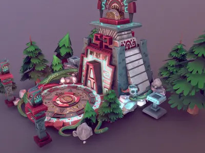 Aztec Temple Low-poly 3D model