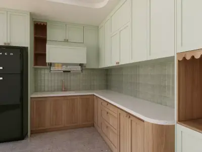 Classic L Shape Kitchen Cabinet  SketchUp Model 3D model