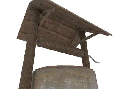 Village water well model Low-poly 3D model