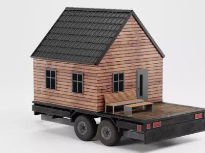 Tiny House V1 - Wooden Cabin Low-poly 3D model