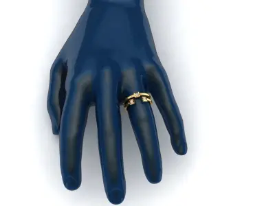 AR-LRZ-0029 gold ring with diamonds 3D print model