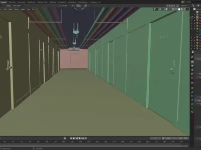 Hallway corridor in office building - 3D model