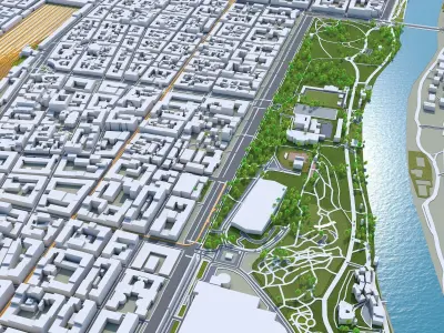 Torino and Turin in Italy 30km Low-poly 3D model