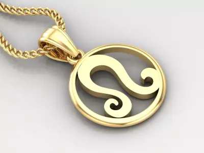 Circle Leo Light Gold Pendant Version 6 3D print model