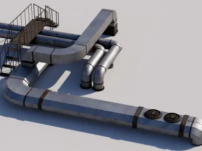 Rooftop Stairs 02 Low-poly 3D model