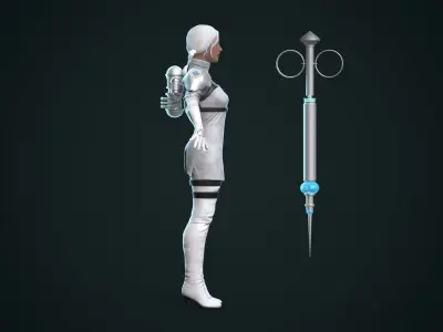 Sci fi Nurse Low-poly 3D model