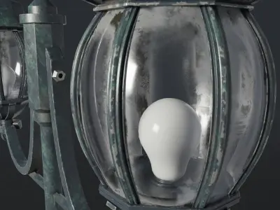 Rounded Street Lamp with double stand 3D model