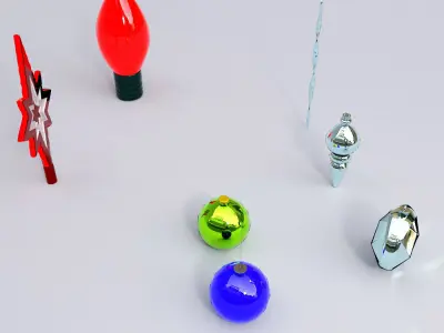 Christmas decoration items 3d model  Low-poly 3D model