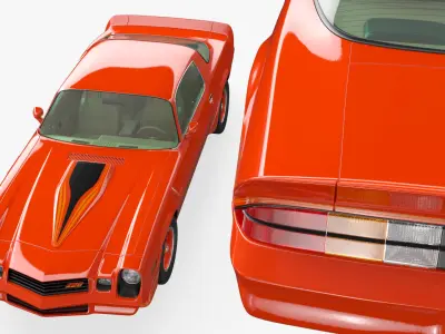  Vintage Chevrolet Camaro Z28 1980 Red Rigged for Maya 