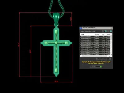 High Cross Pendant Light Gold 18K 4CP082 3D print model