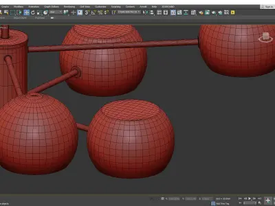 Macaron Sputnik Chandelier Lamp Metal Kids Bedroom Low-poly 3D model