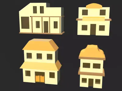 Cartoon Building Collection Low-poly 3D model