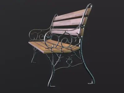 Park bench 3D model 13