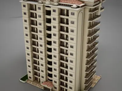 3D model BIG Tropical Latin Mexican Beach Tower Hotel Hacienda 3D model