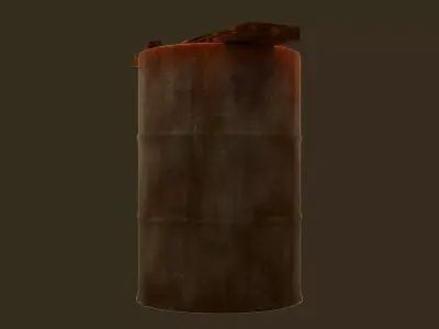 Rusty Metal Barrel with Wooden Planks Game Ready PBR 3D Model Low-poly 3D model