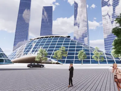 Individual futuristic design of the city 3D model