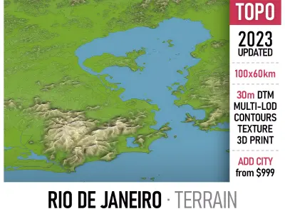 Rio de Janeiro - 3D City Model Low-poly 3D model