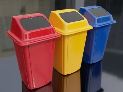 Street garbage bin PBR Game Ready Low-poly 3D model Low-poly 3D model