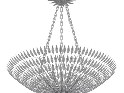 Broche 8 gold leaf chandelier hanging from chain 3D model