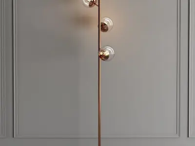 GLOBAL floor lamp with three glass globes 3D model