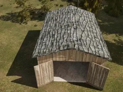 Village barns Low-poly 3D model