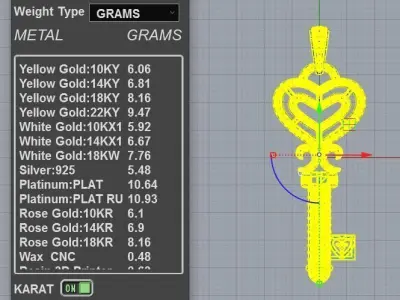 Perfect Diamond Heart Key Pendant Necklace 3D print model