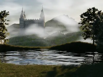 3d realistic fantasy landscape scene  3D model