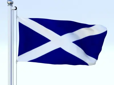 Animated Scotland Flag Low-poly 3D model